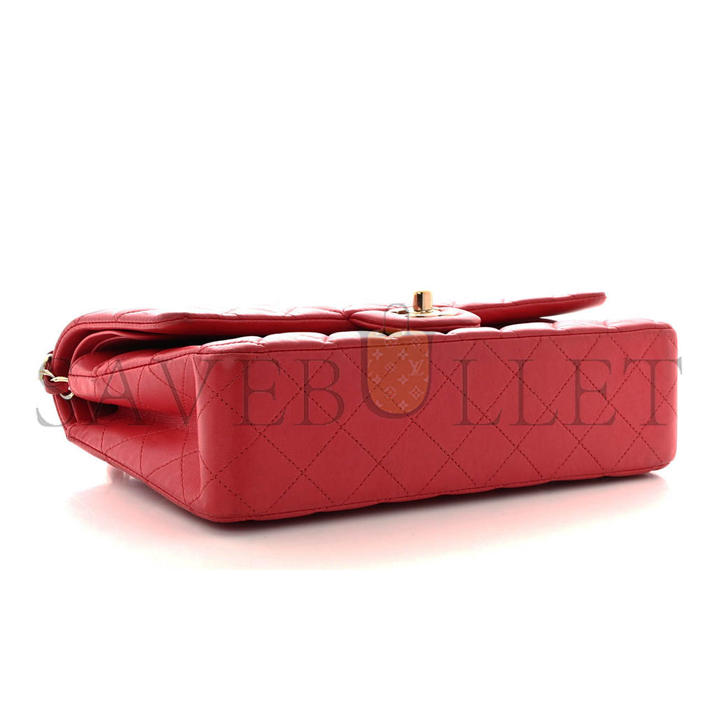 Ch*el lambskin quilted medium double flap dark a01112 (25.5*15*7cm)